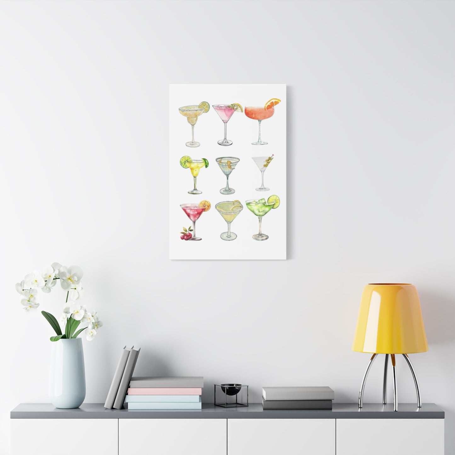 Chic Cocktail Art Canvas- 9 Classic Drinks | bar Cart & Kitchen Wall Art