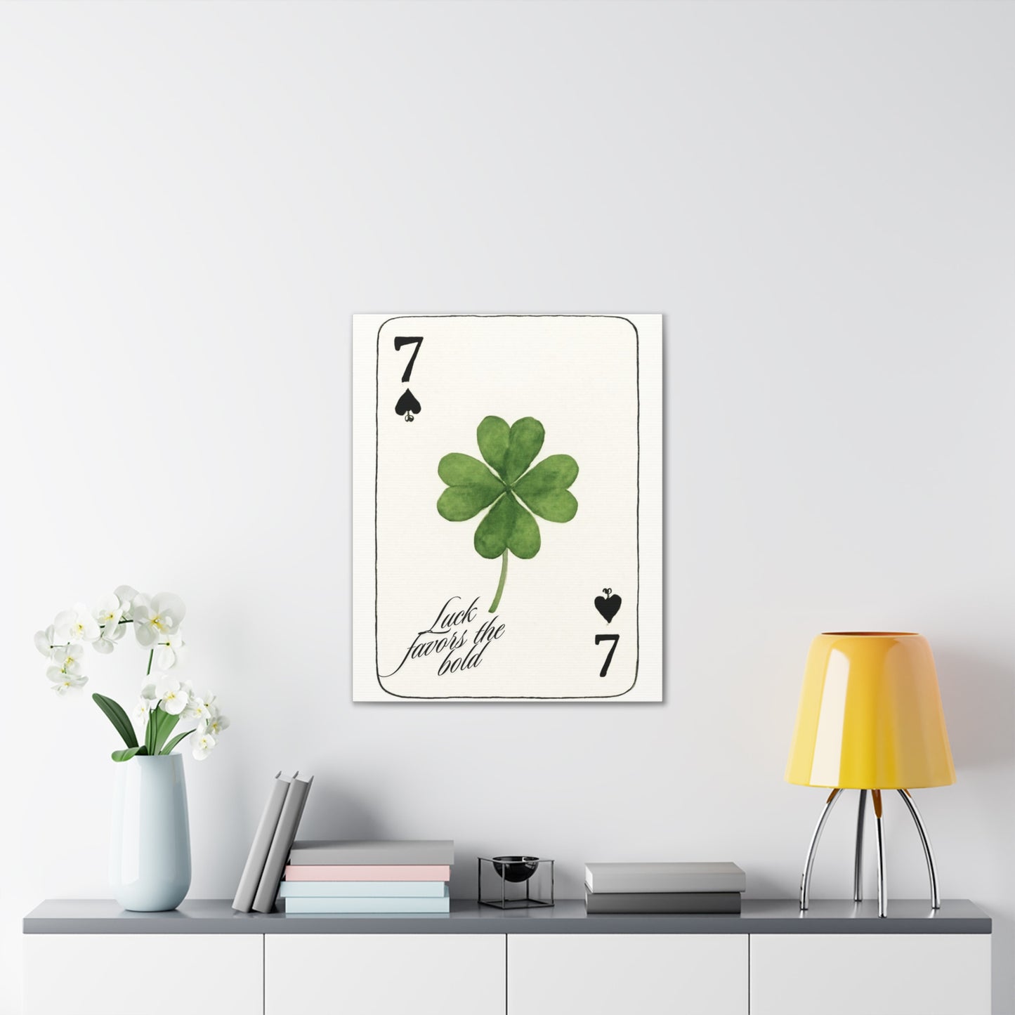 "Luck Favors the Bold" – 7 of Spades Clover Wall Art Print, Home Decor