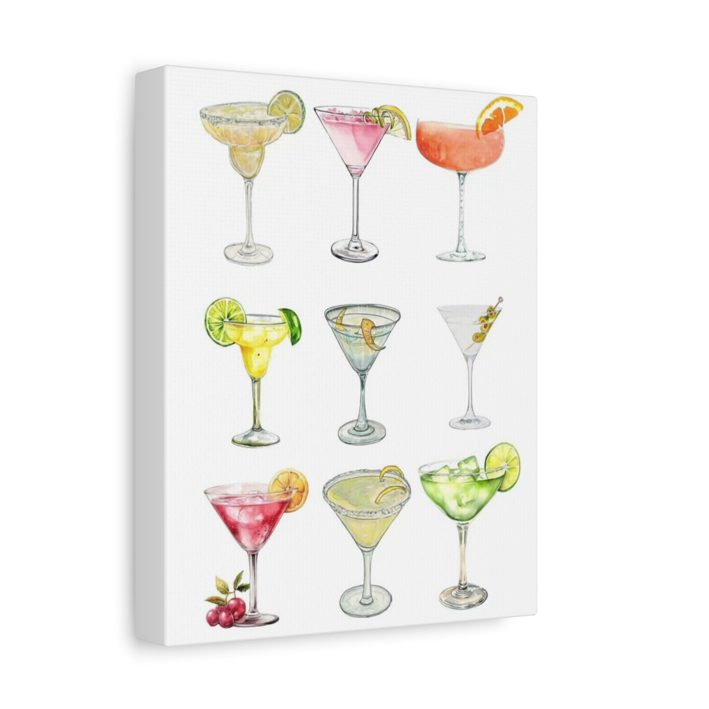 Chic Cocktail Art Canvas- 9 Classic Drinks | bar Cart & Kitchen Wall Art