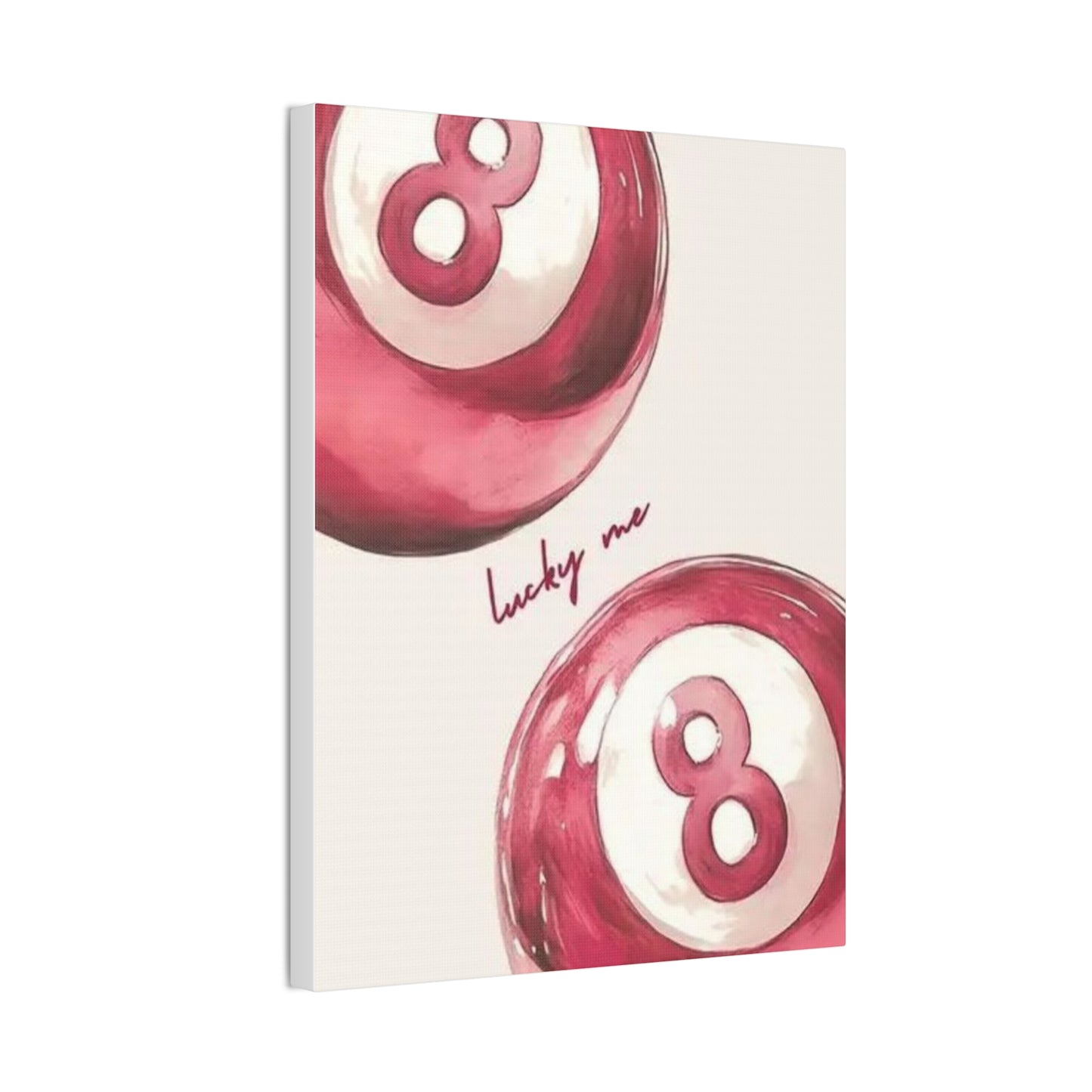 Lucky Me Pink 8-Ball Canvas Wall Art – Playful Retro Aesthetic Decor