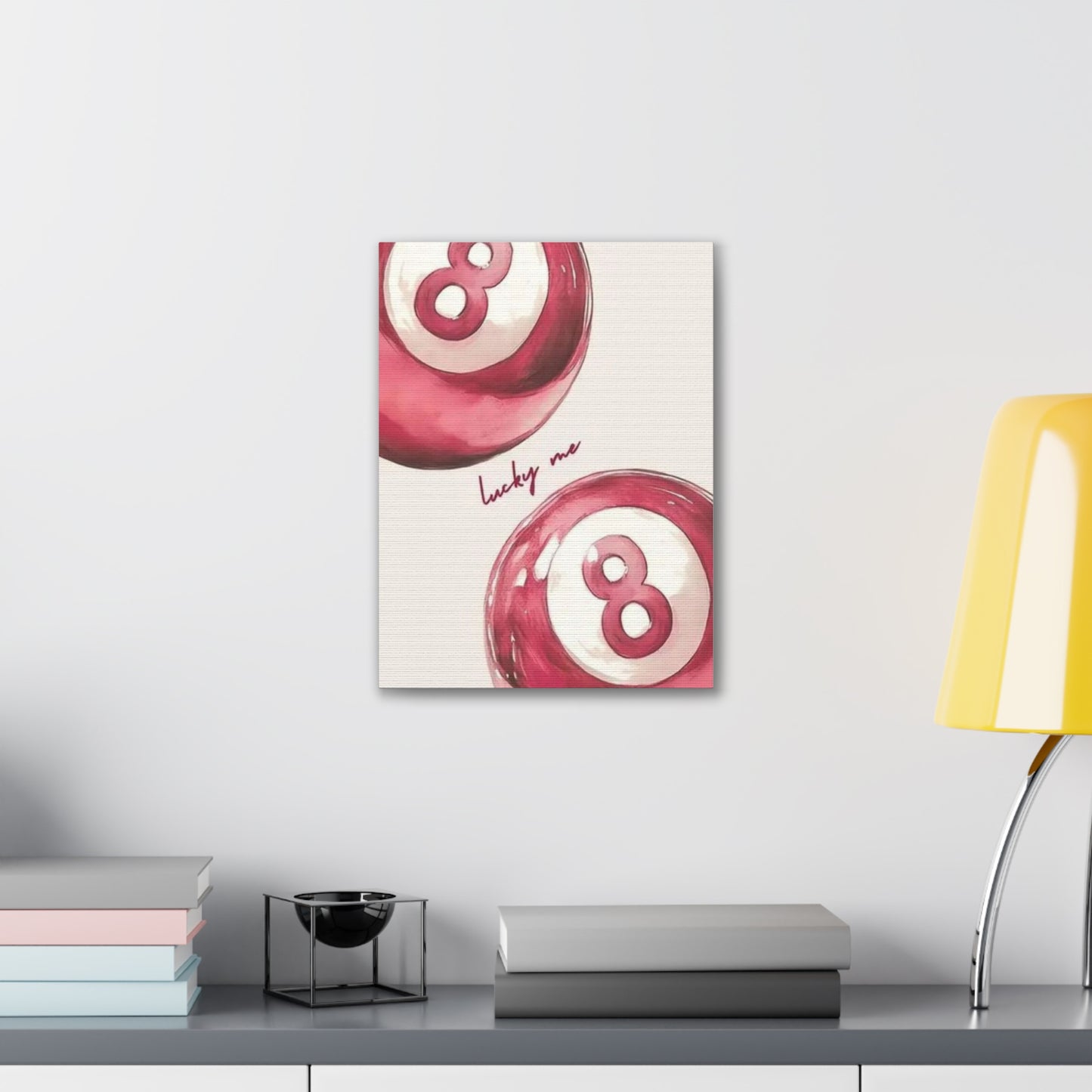 Lucky Me Pink 8-Ball Canvas Wall Art – Playful Retro Aesthetic Decor