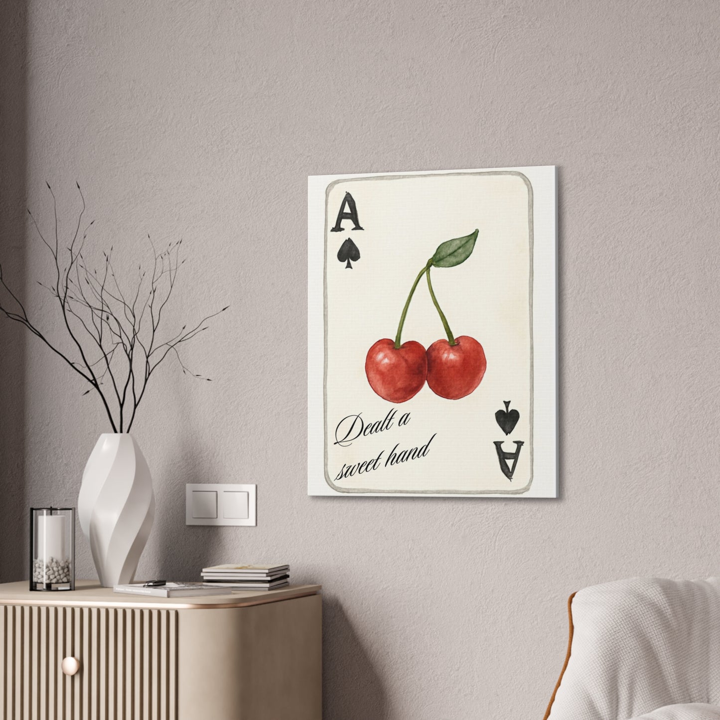 "Dealt a Sweet Hand" – Ace of Spades Cherry Art Print Wall Decor