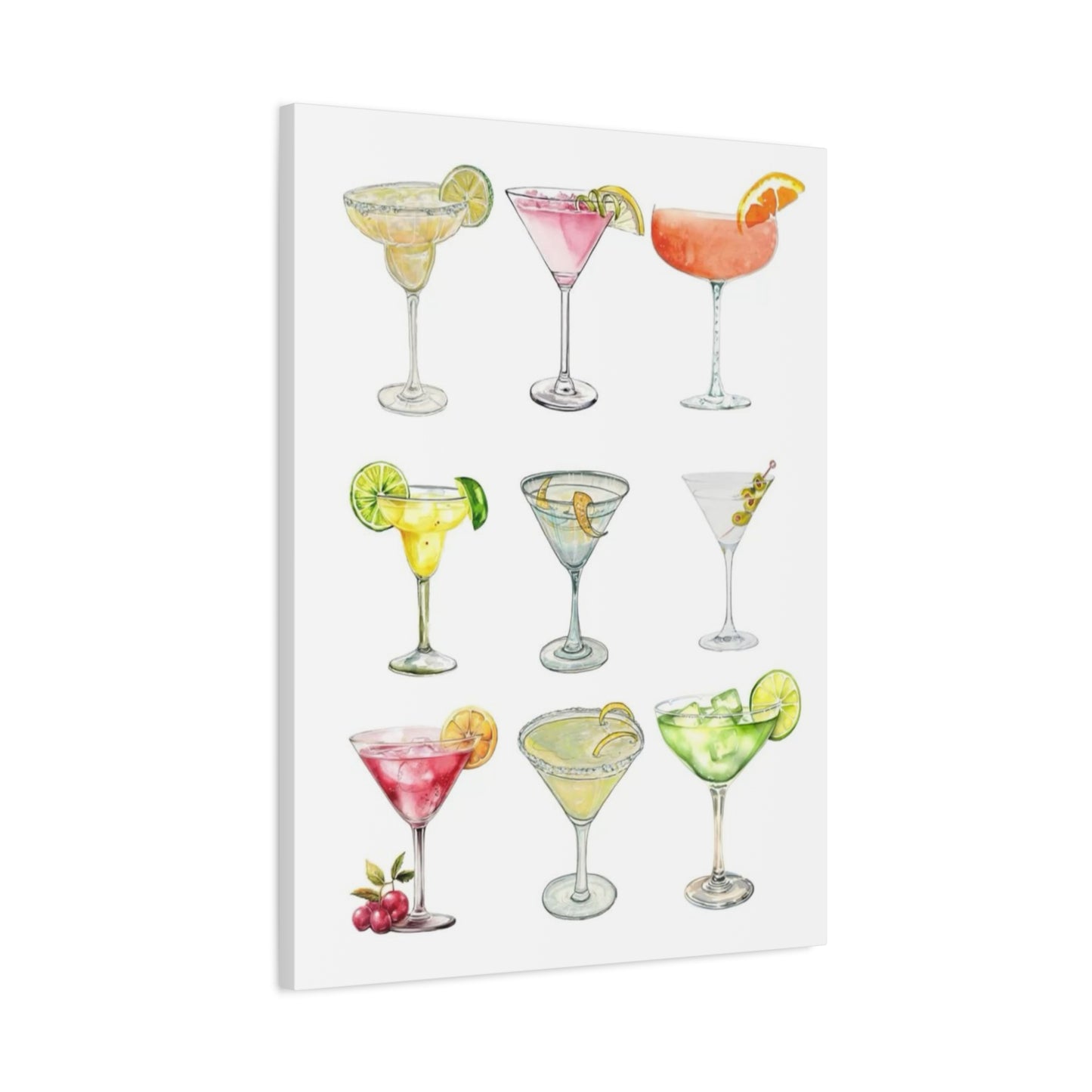 Chic Cocktail Art Canvas- 9 Classic Drinks | bar Cart & Kitchen Wall Art