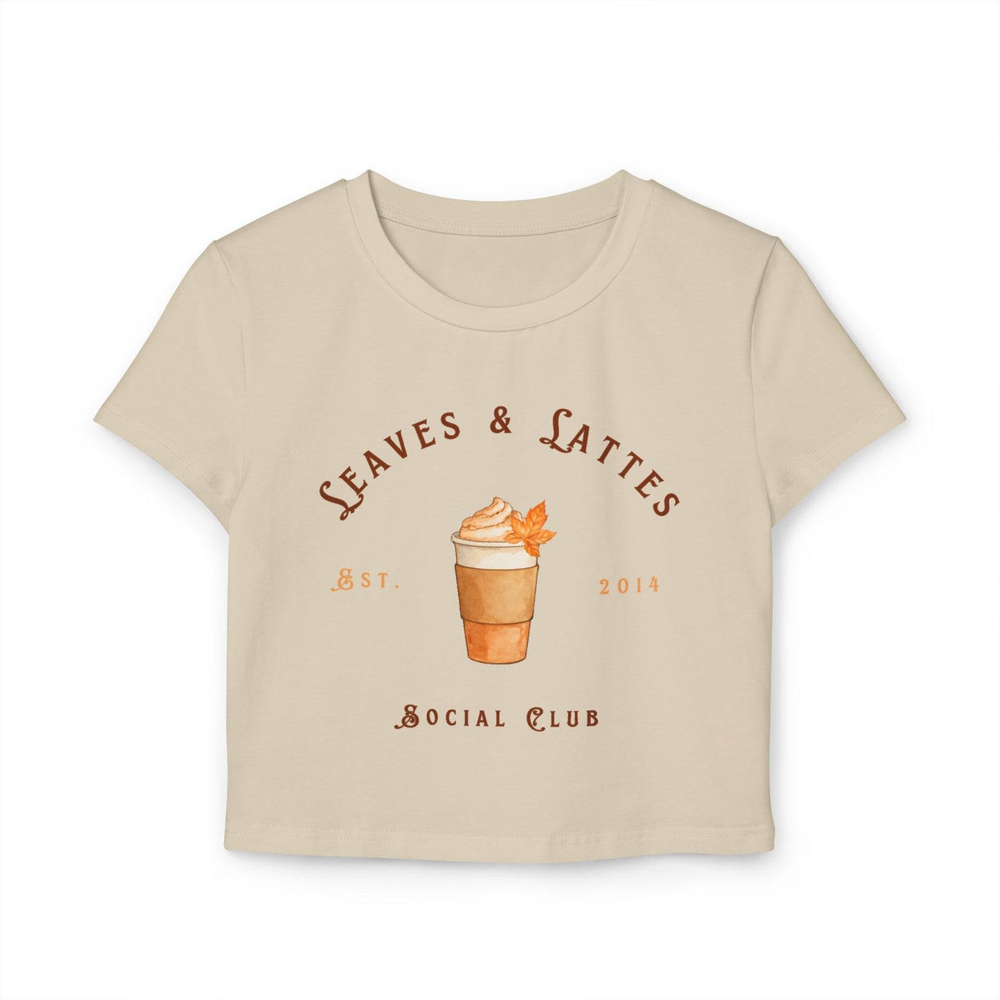 "Leaves & Lattes Social Club" - Aesthetic Fall Crop Top Tee