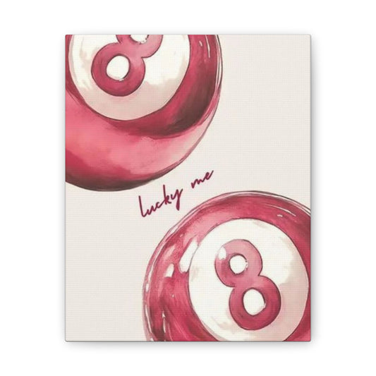 Lucky Me Pink 8-Ball Canvas Wall Art – Playful Retro Aesthetic Decor