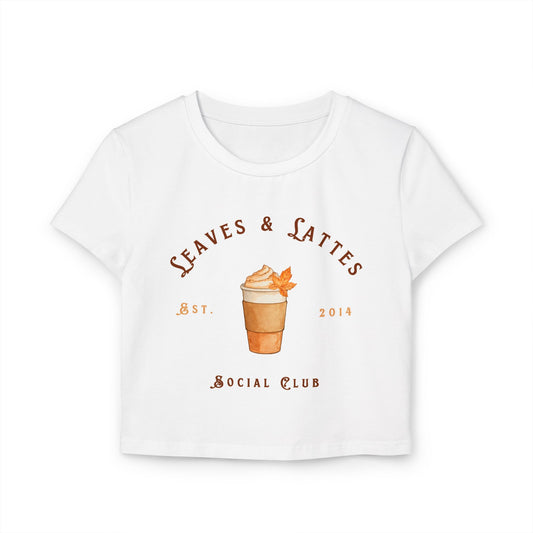 "Leaves & Lattes Social Club" - Aesthetic Fall Crop Top Tee