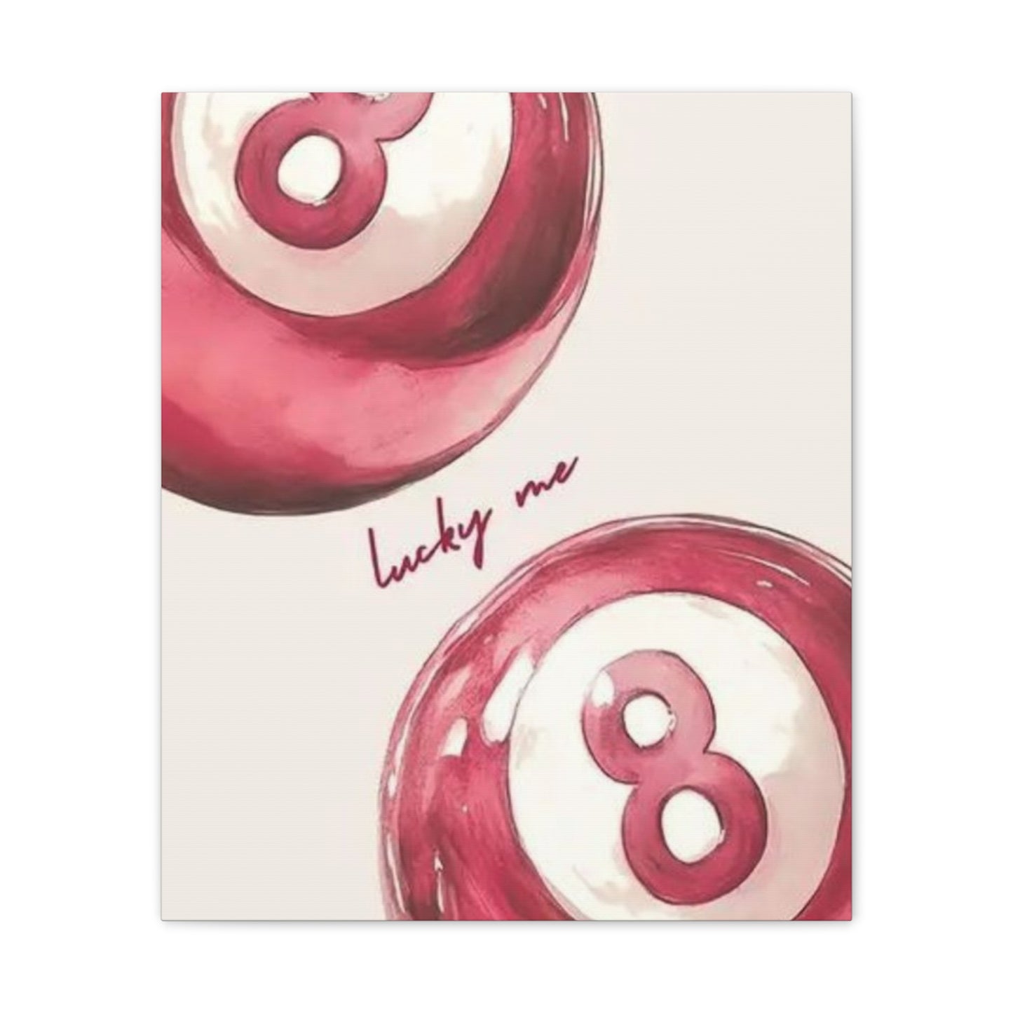 Lucky Me Pink 8-Ball Canvas Wall Art – Playful Retro Aesthetic Decor