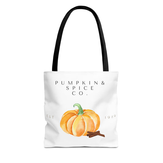 'Pumpkin & Spice Co.' Canvas Tote – Autumn Watercolor Edition