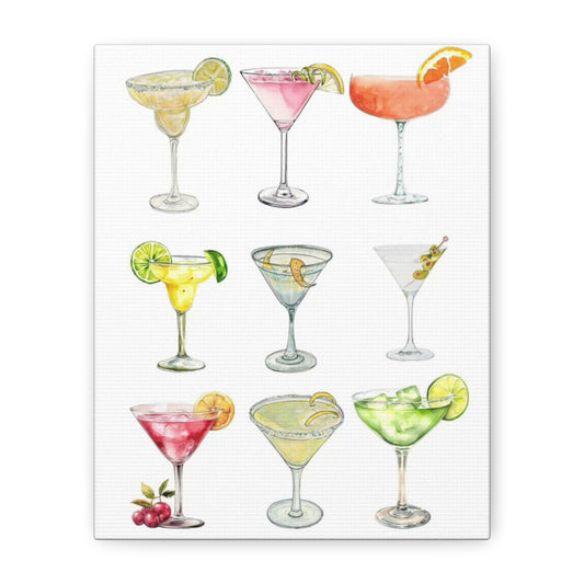 Chic Cocktail Art Canvas- 9 Classic Drinks | bar Cart & Kitchen Wall Art